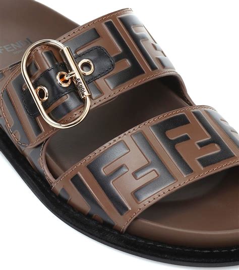 fendi flat patient leather sandals|Fendi birkenstock style sandals.